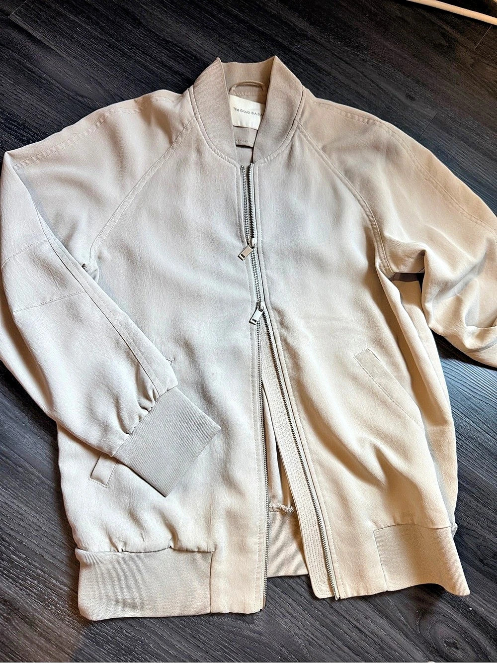 Babaton Gilman Bomber Women's Beige Bomber Jacket Size Medium